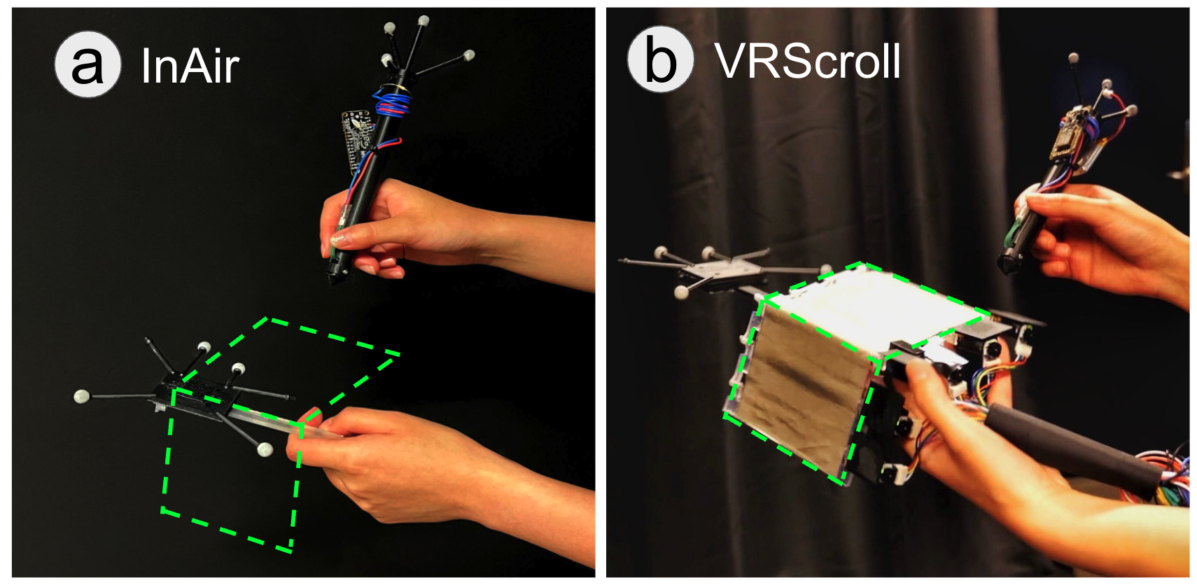Study apparatus for InAir and VRScroll interaction.